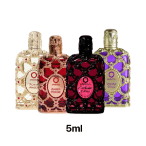 Kit 4 decantes 5ml: Exclusive Dania + Amber Rouge + Royal Amber + Velvet Gold